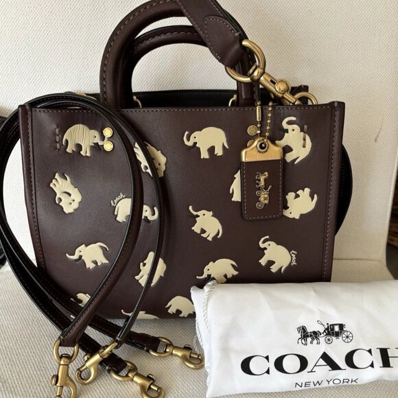 Coach Rogue 25 Glovetanned Leather with Elephant print Coach Forever Collection - Picture 1 of 16